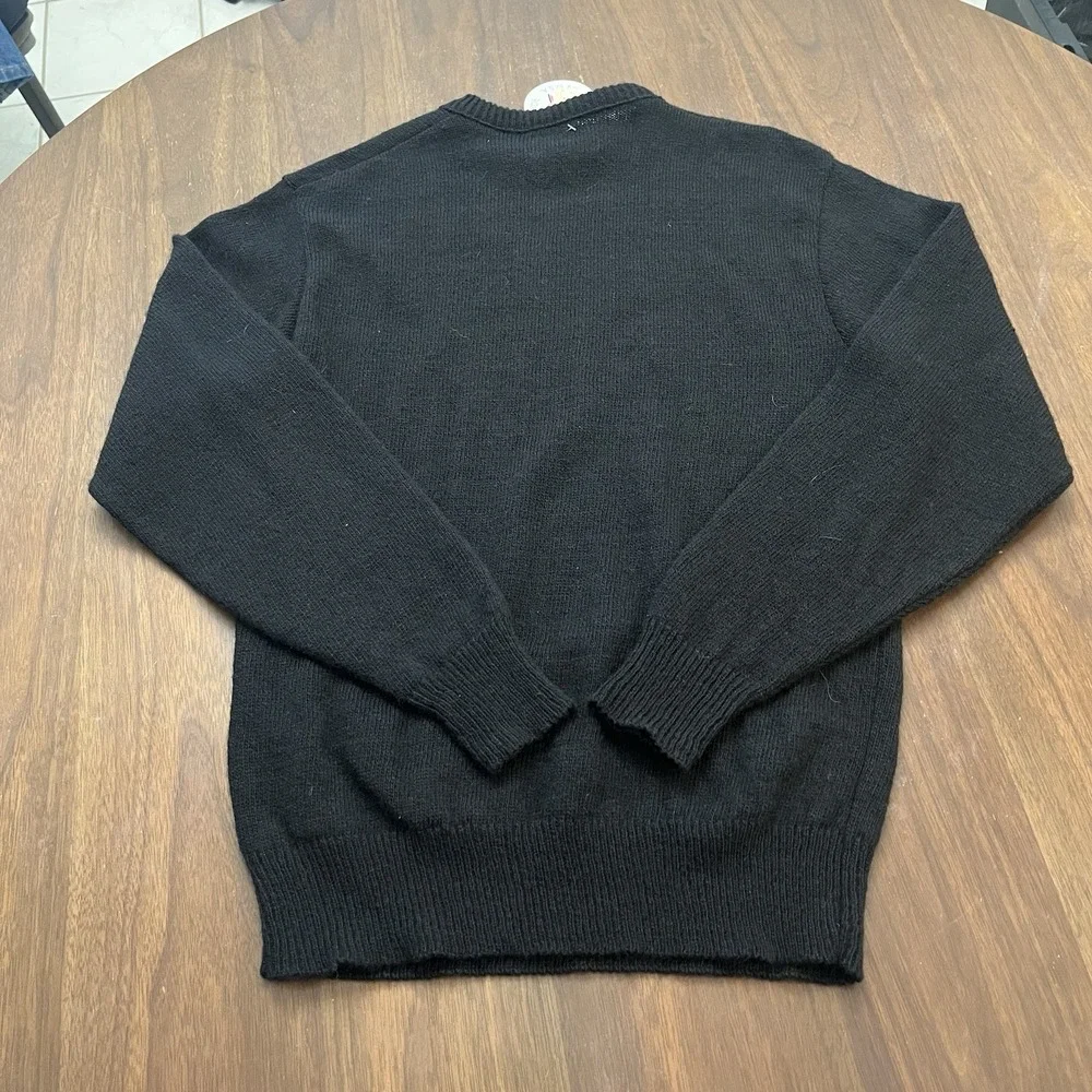 Le Tigre Sweater Vtg mens Large black knit preppy retro grandpa